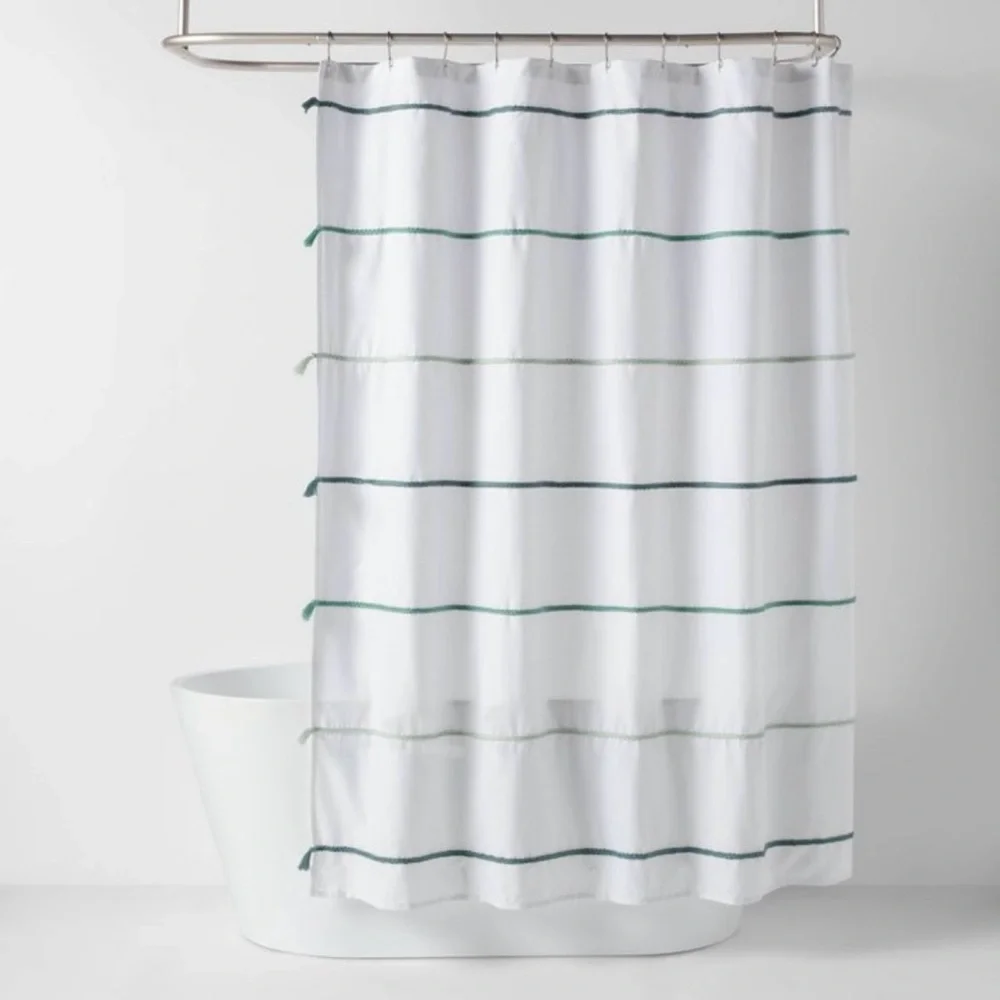 NWT Pillowfort Striped with Tassel Shower Curtain